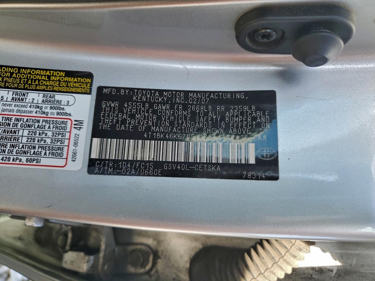 2007 TOYOTA CAMRY SE V6 photo 34