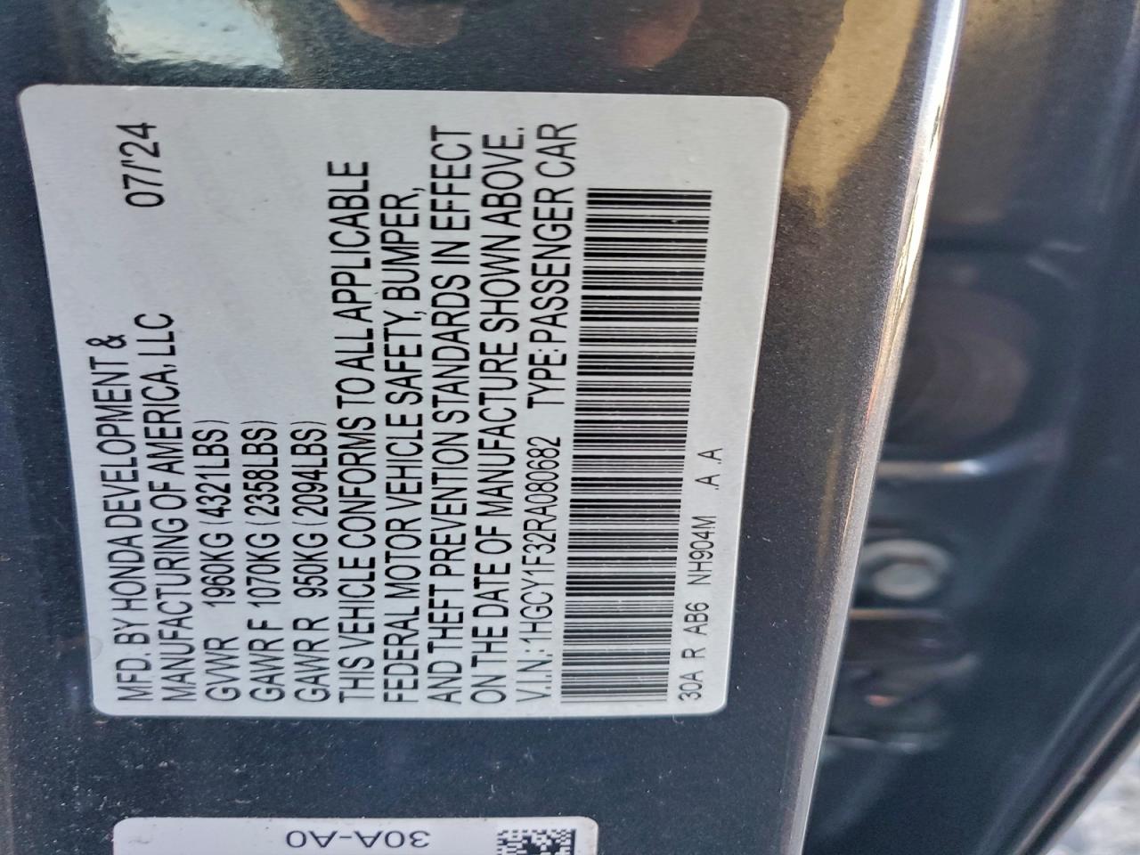 2024 HONDA ACCORD EX photo 12