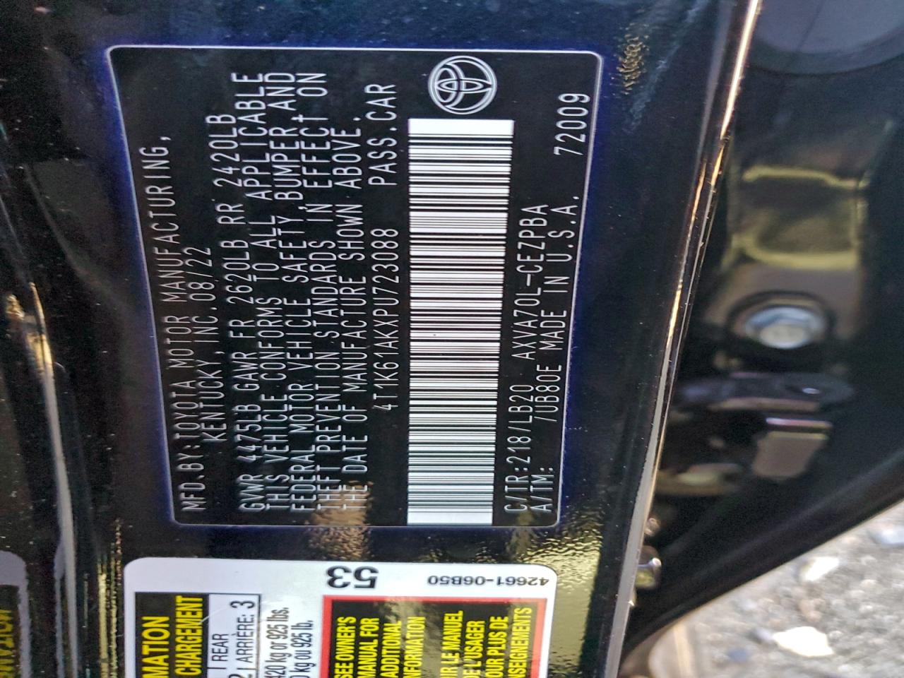 2023 TOYOTA CAMRY XSE photo 23