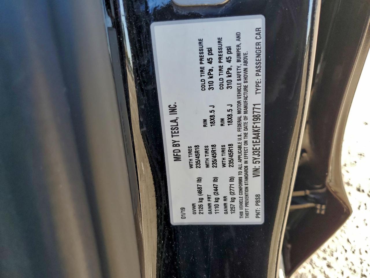 2019 TESLA MODEL 3 photo 13