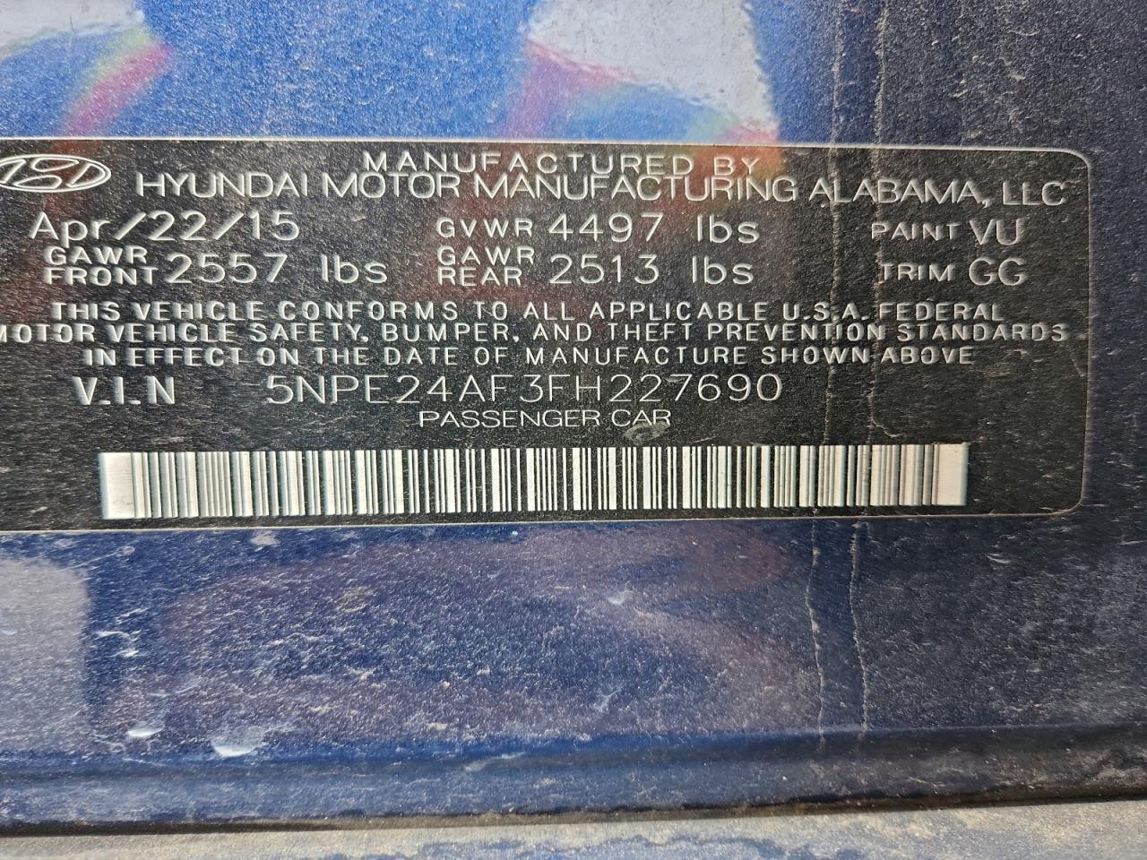 2015 HYUNDAI SONATA SE photo 12
