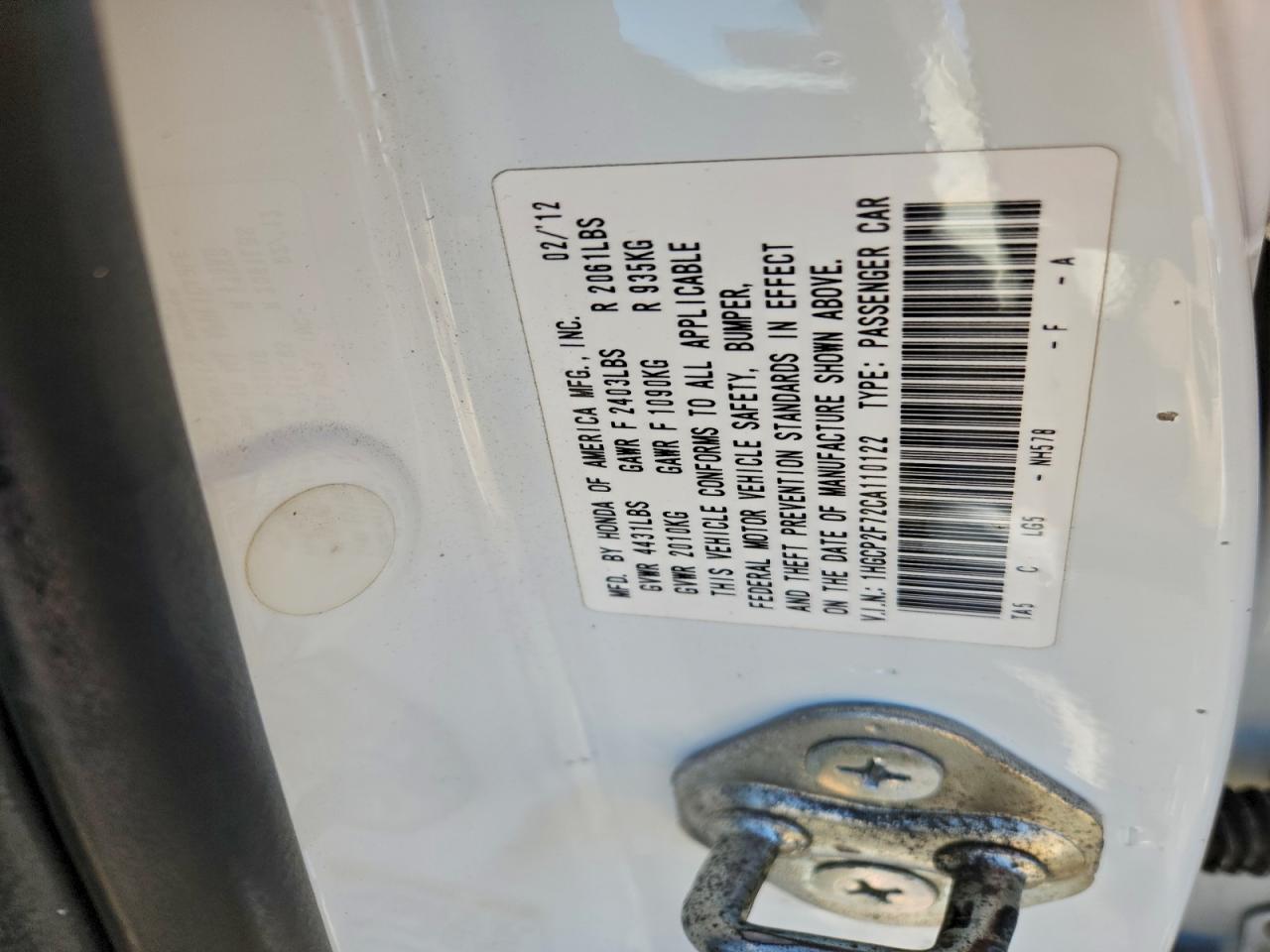 2012 HONDA ACCORD EX photo 23