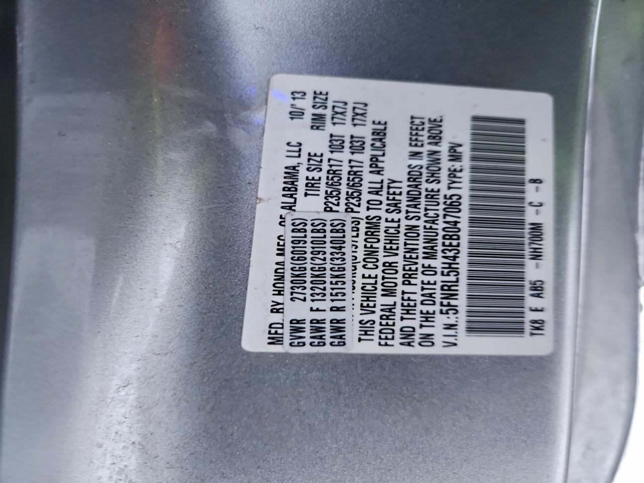 2014 HONDA ODYSSEY EX photo 14