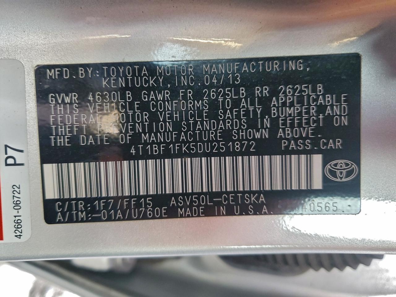 2013 TOYOTA CAMRY SE photo 13