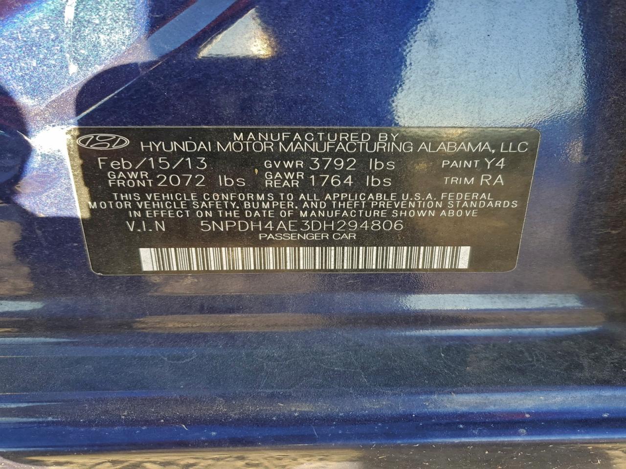 2013 HYUNDAI ELANTRA LIMITED photo 13