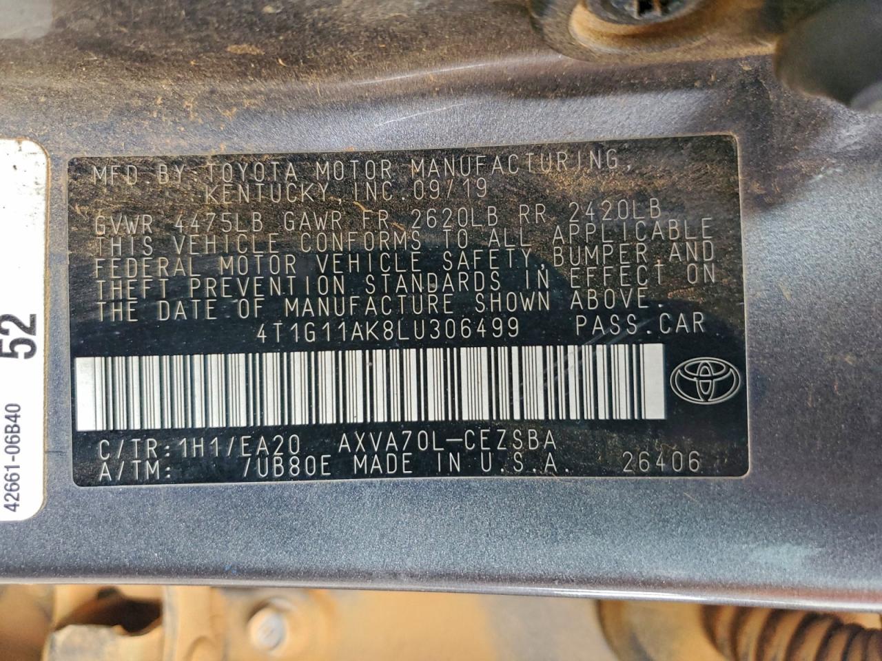 2020 TOYOTA CAMRY SE photo 37