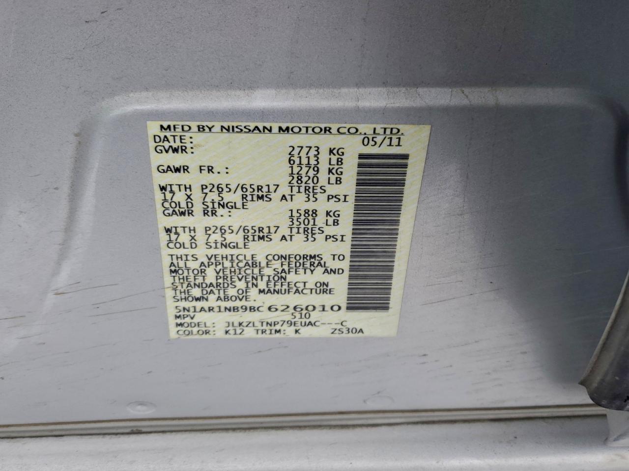 2011 NISSAN PATHFINDER S photo 27