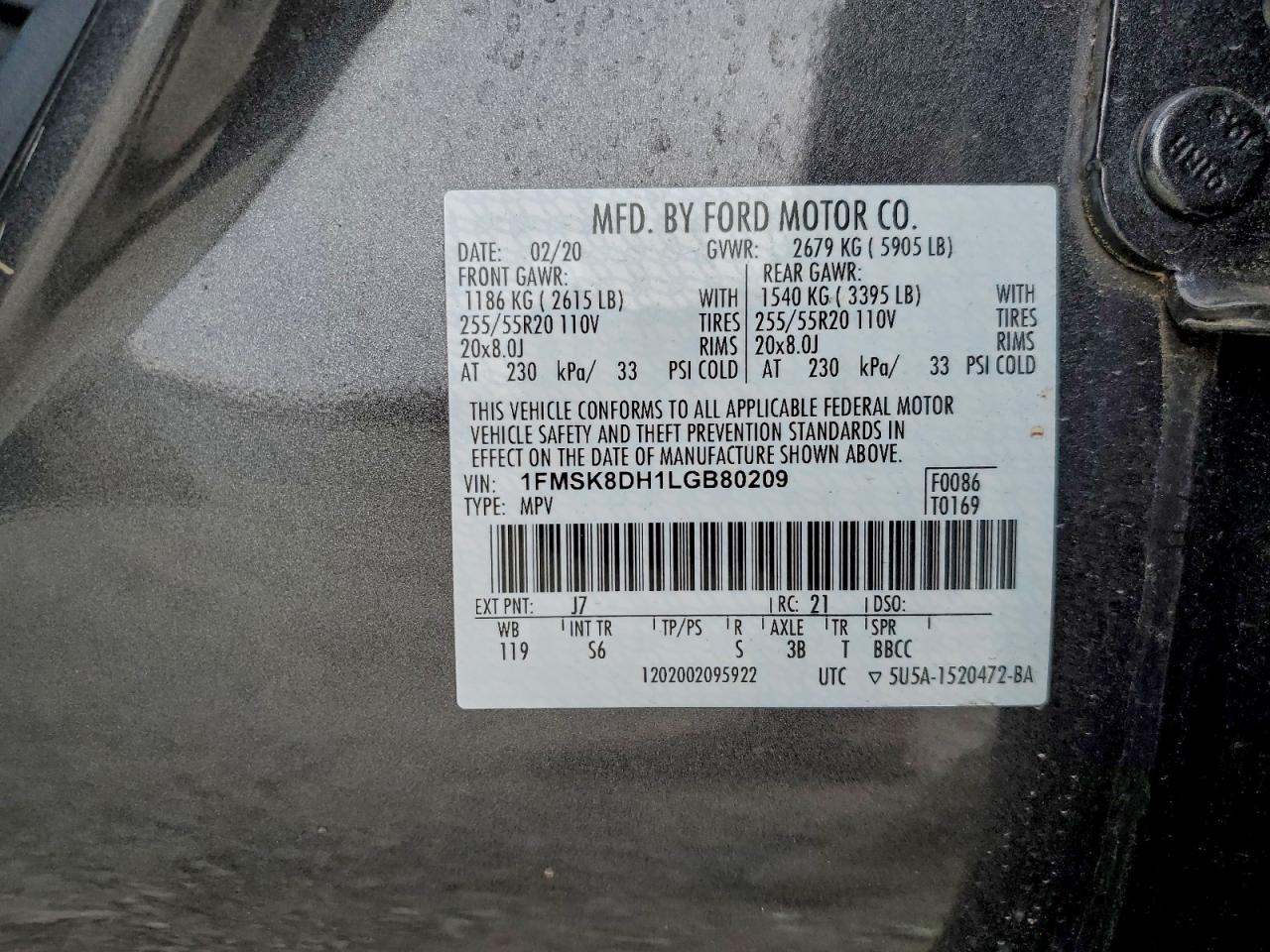 2020 FORD EXPLORER XLT photo 13