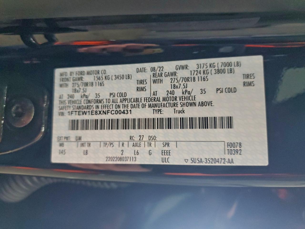 2022 FORD F150 SUPERCREW photo 34