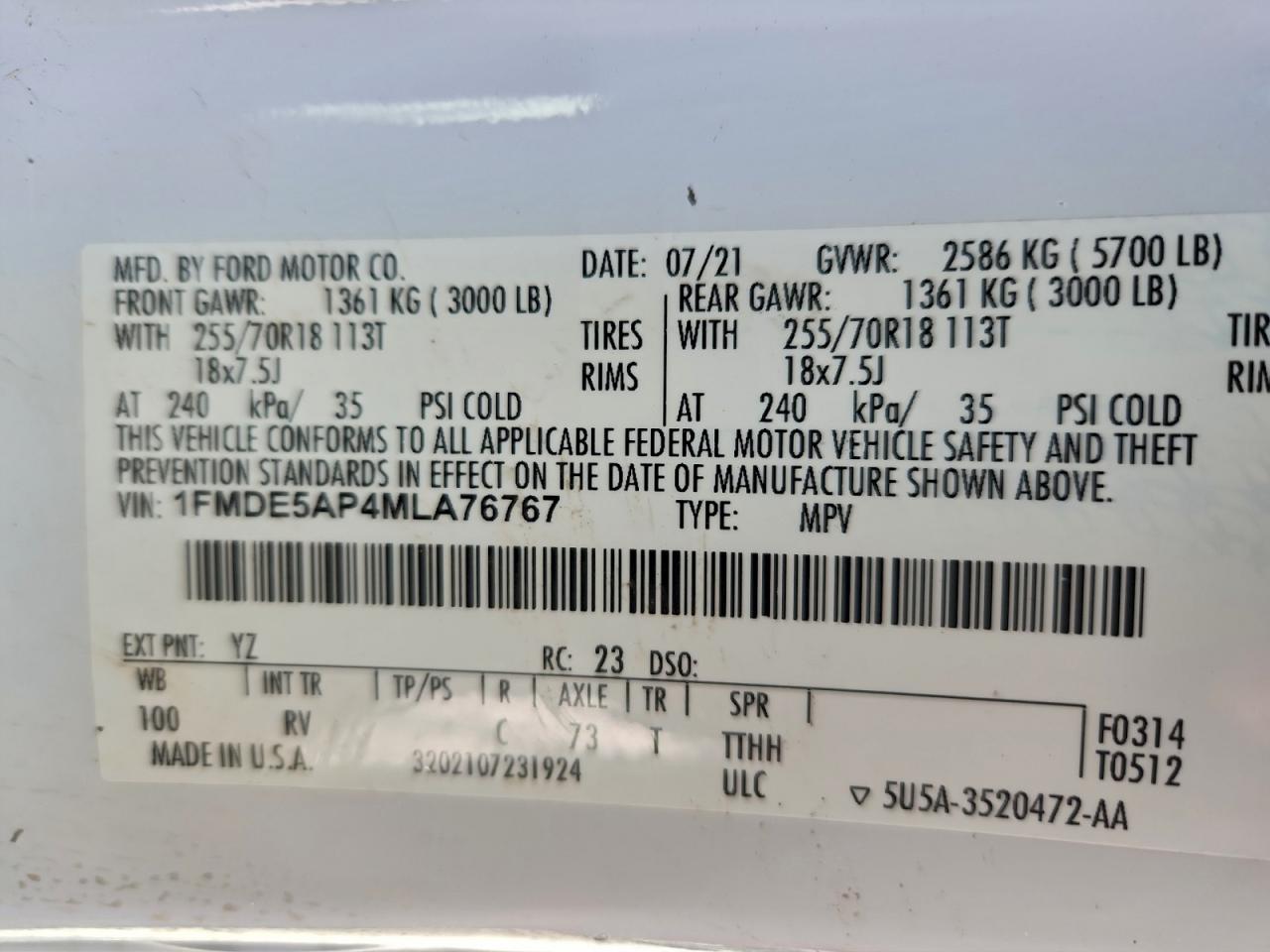 2021 FORD BRONCO BASE photo 27