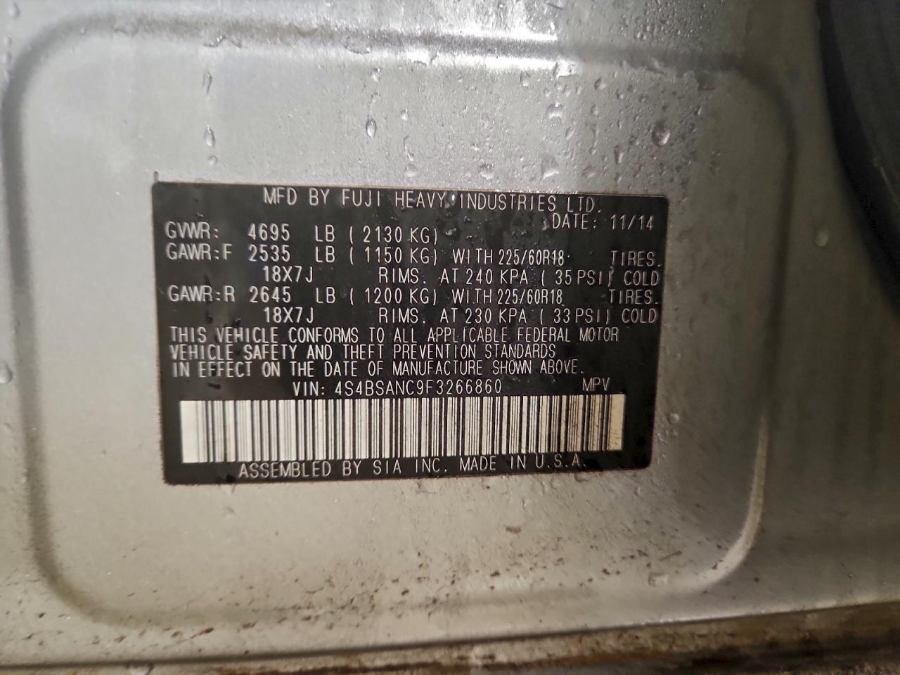 2015 SUBARU OUTBACK 2.5I LIMITED photo 27