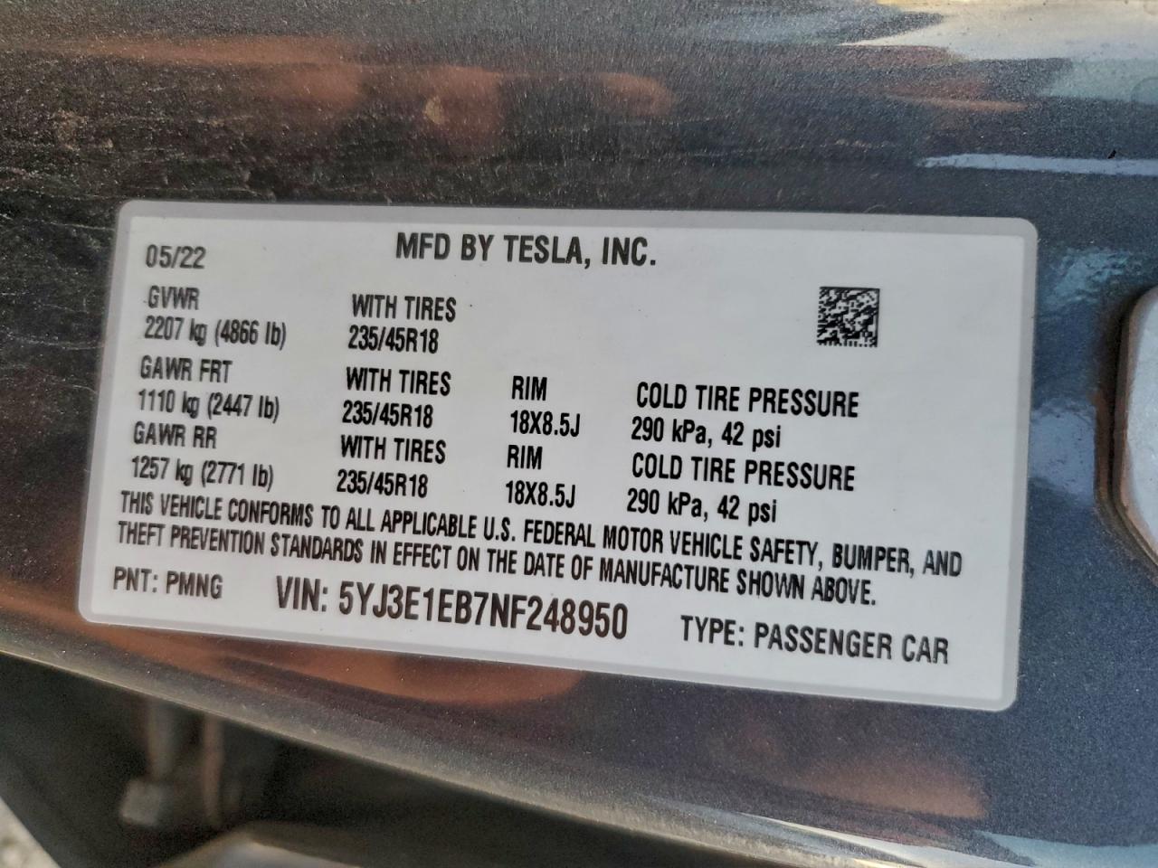 2022 TESLA MODEL 3 photo 23