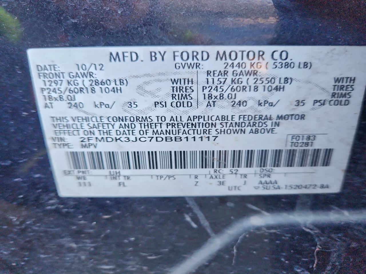 2013 FORD EDGE SEL photo 12