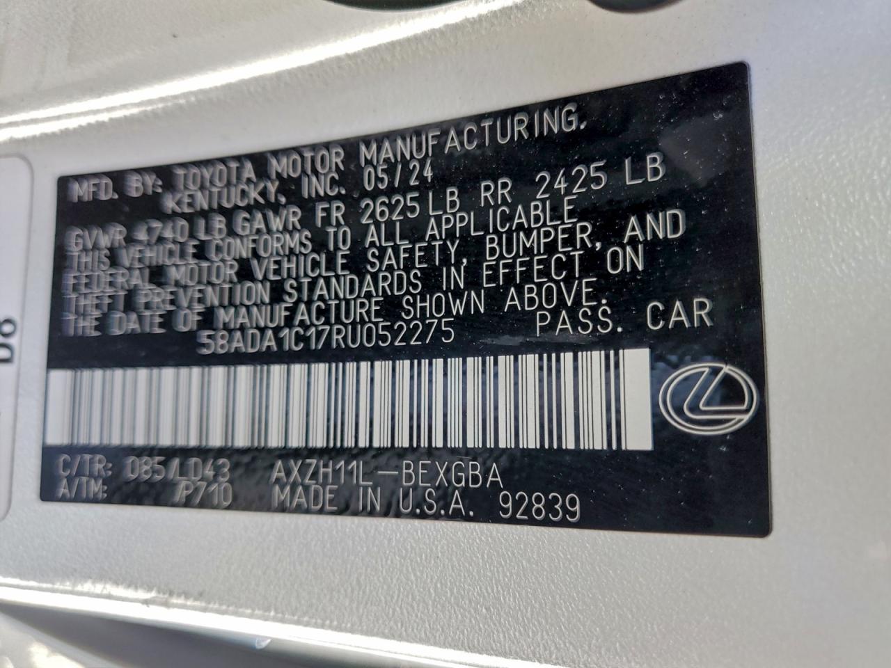 2024 LEXUS ES 300H BASE photo 12