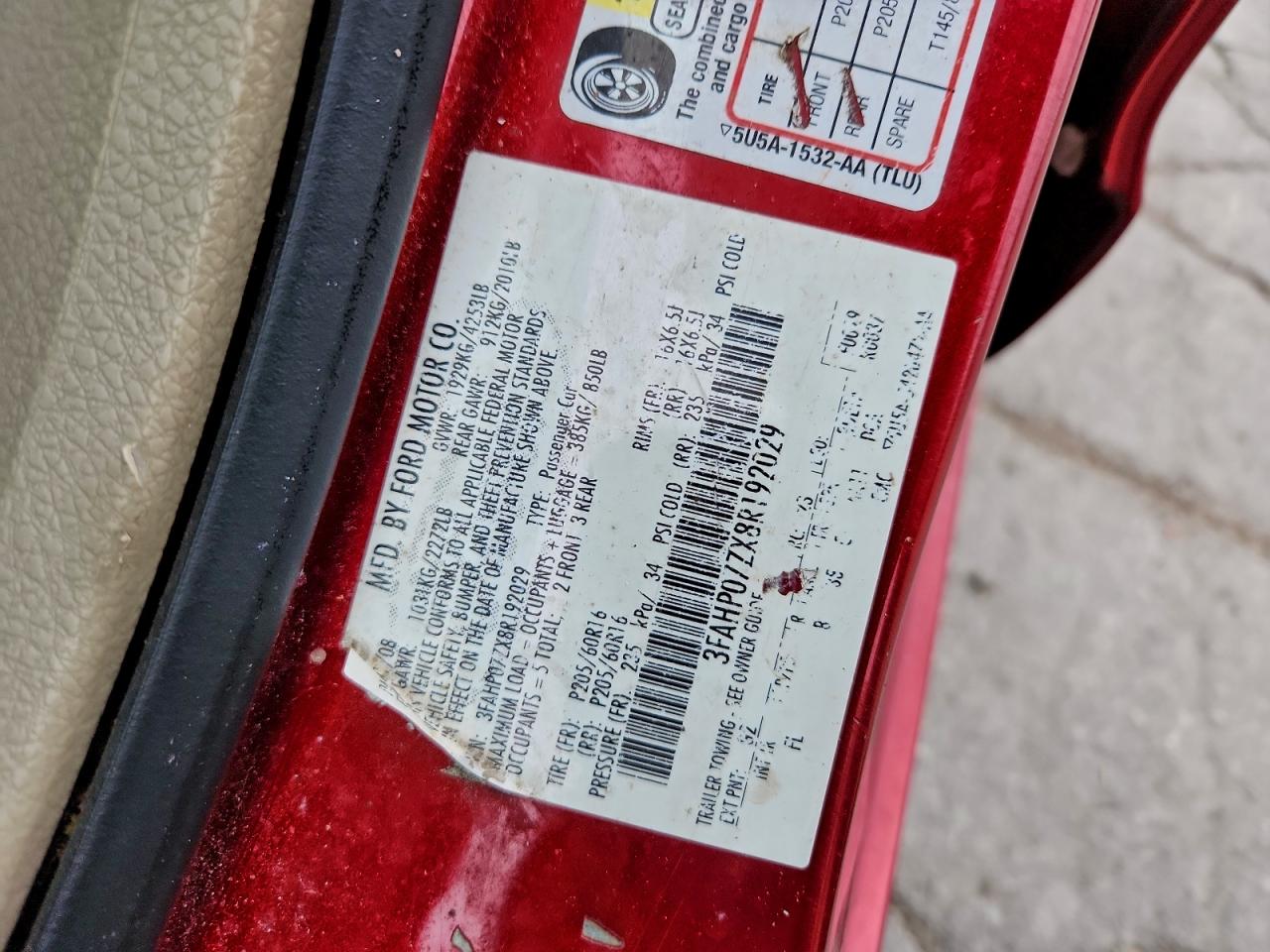 2008 FORD FUSION SE photo 37