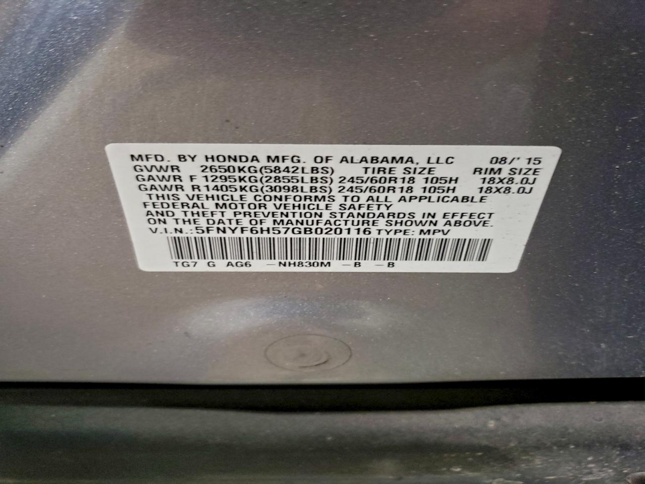 2016 HONDA PILOT EXL photo 37
