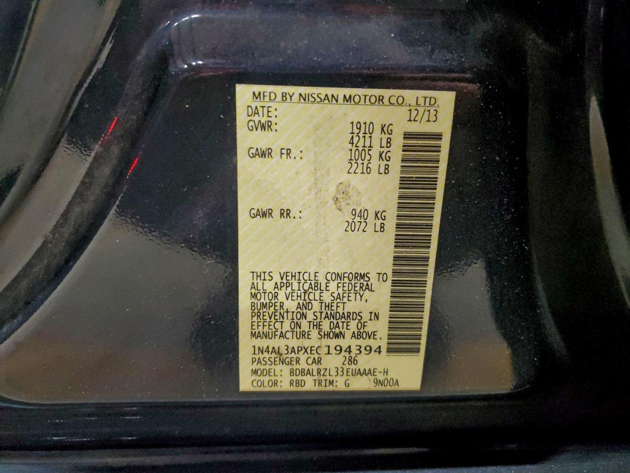 2014 NISSAN ALTIMA 2.5 S photo 34