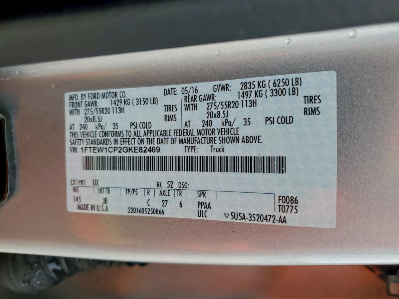 2016 FORD F150 SUPERCREW photo 13