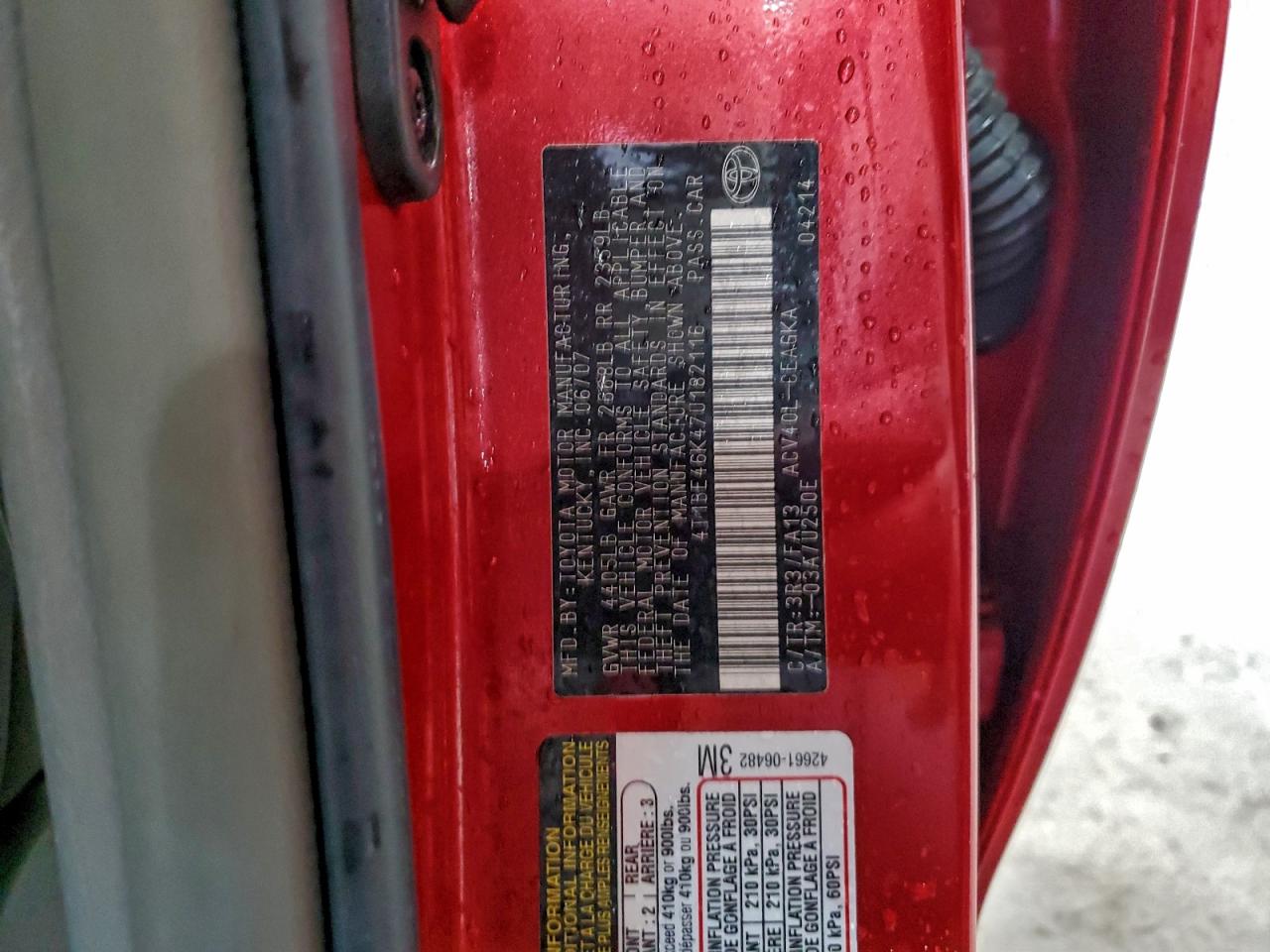 2007 TOYOTA CAMRY CE photo 25