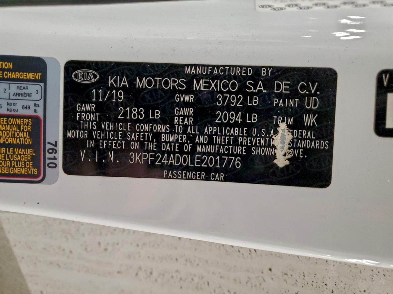 2020 KIA FORTE FE photo 12