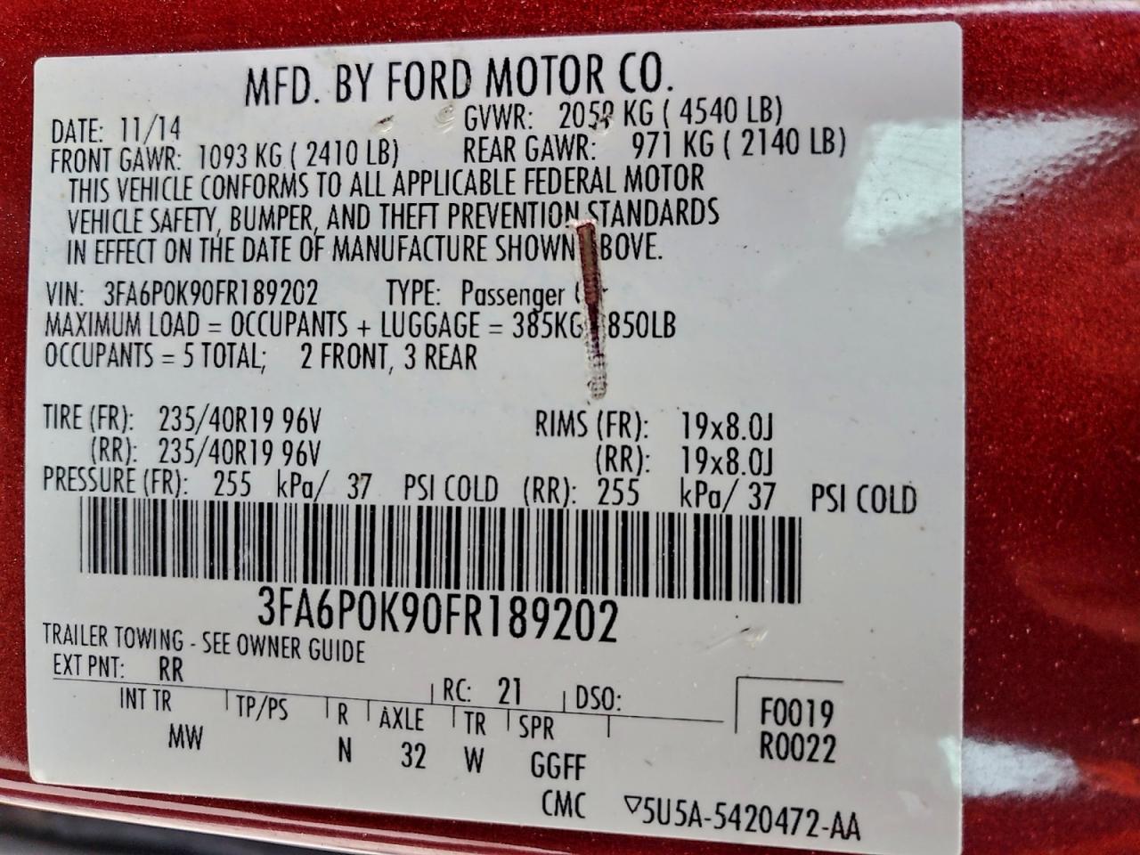 2015 FORD FUSION TITANIUM photo 12