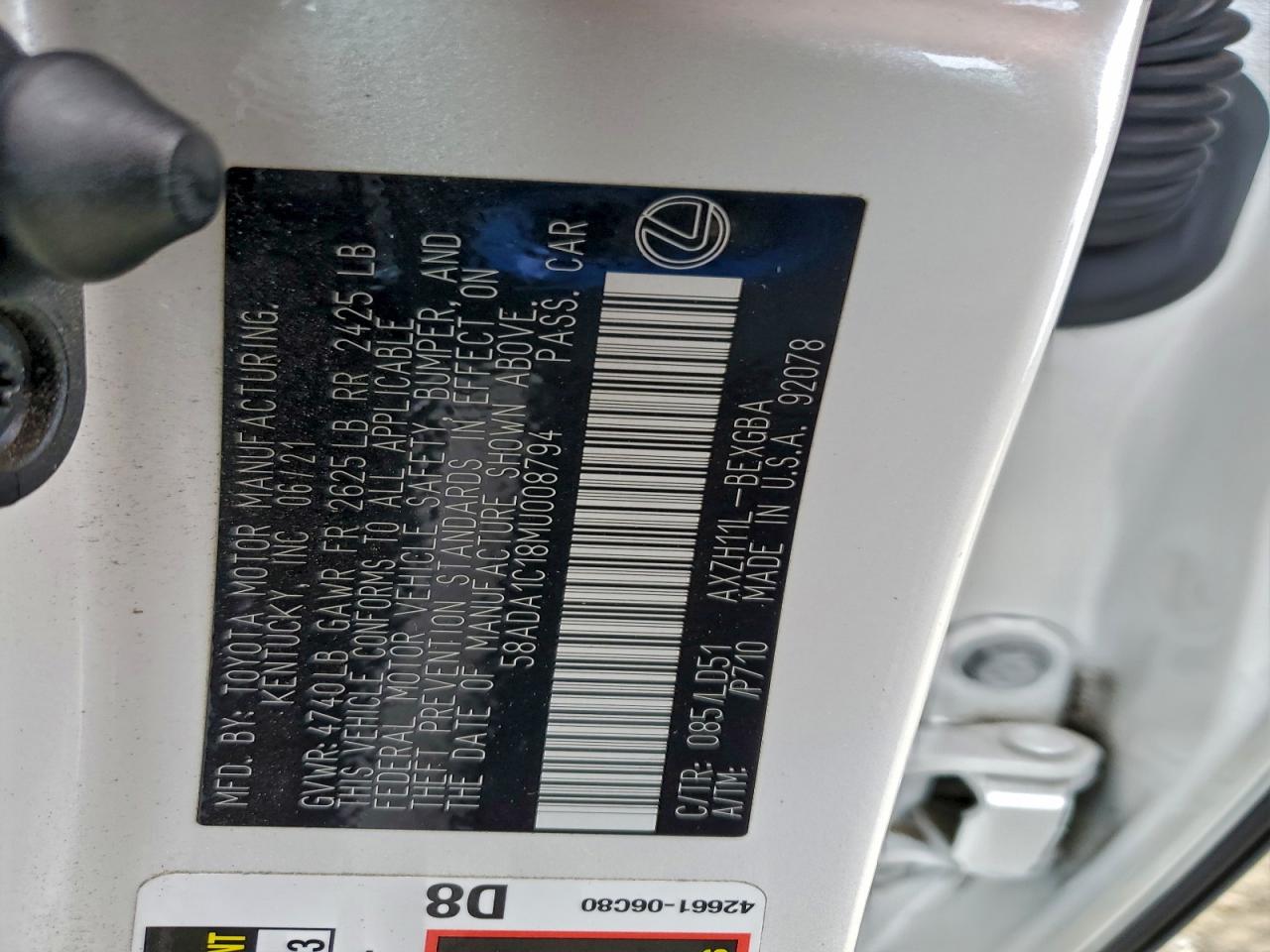 2021 LEXUS ES 300H photo 12