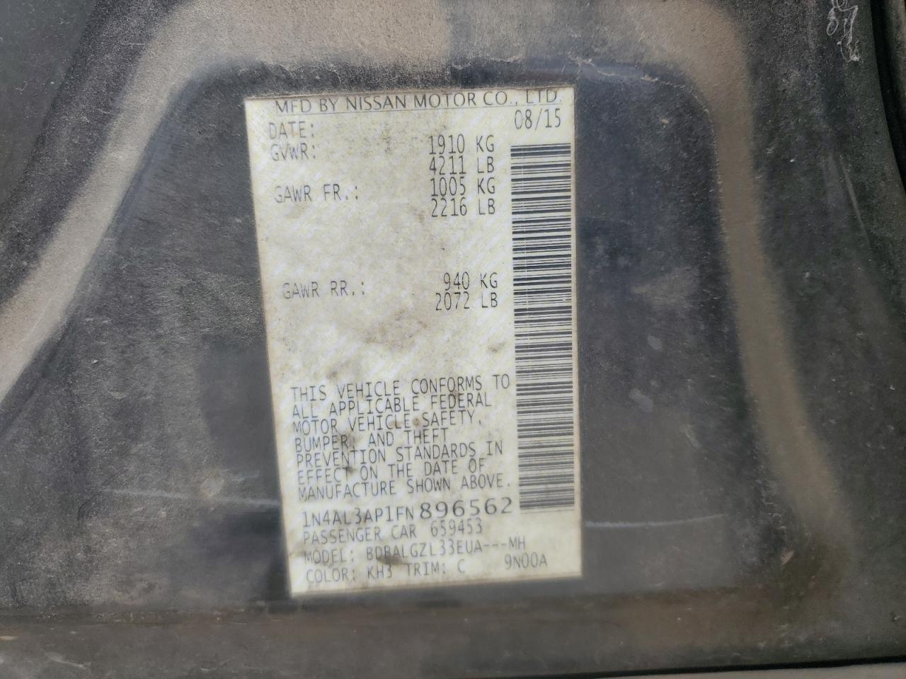 2015 NISSAN ALTIMA 2.5 photo 12