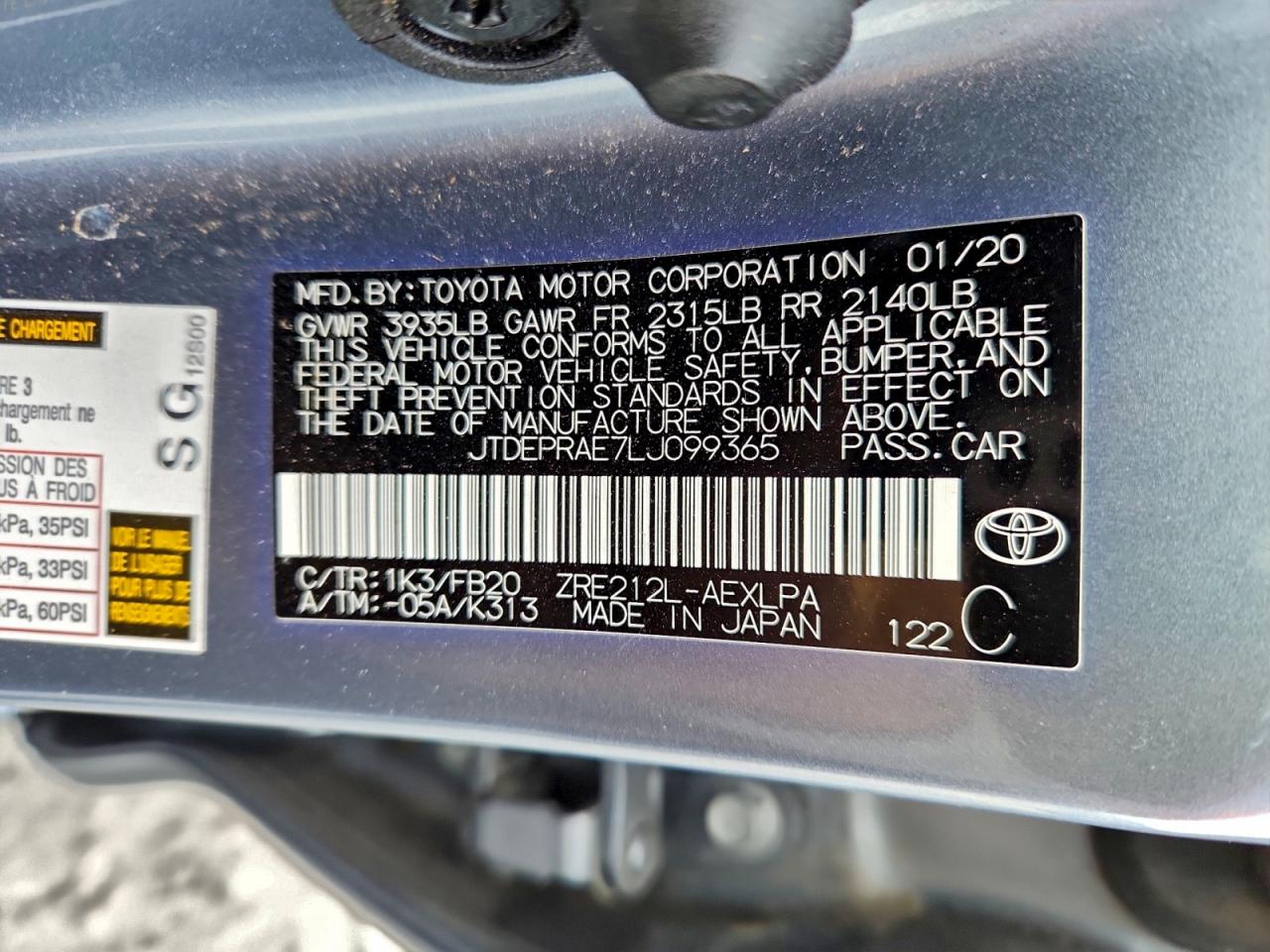 2020 TOYOTA COROLLA LE photo 23