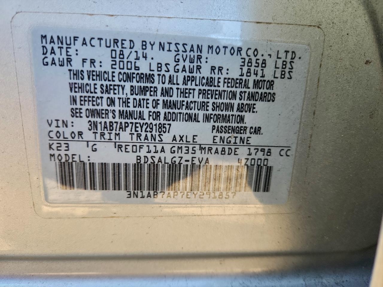 2014 NISSAN SENTRA SL photo 12