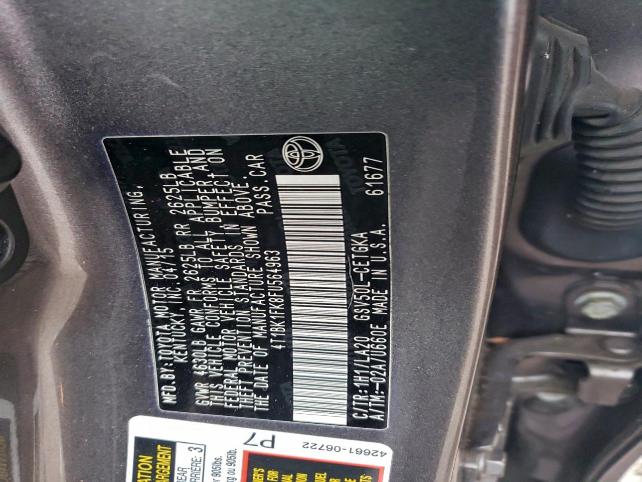 2015 TOYOTA CAMRY XSE photo 12