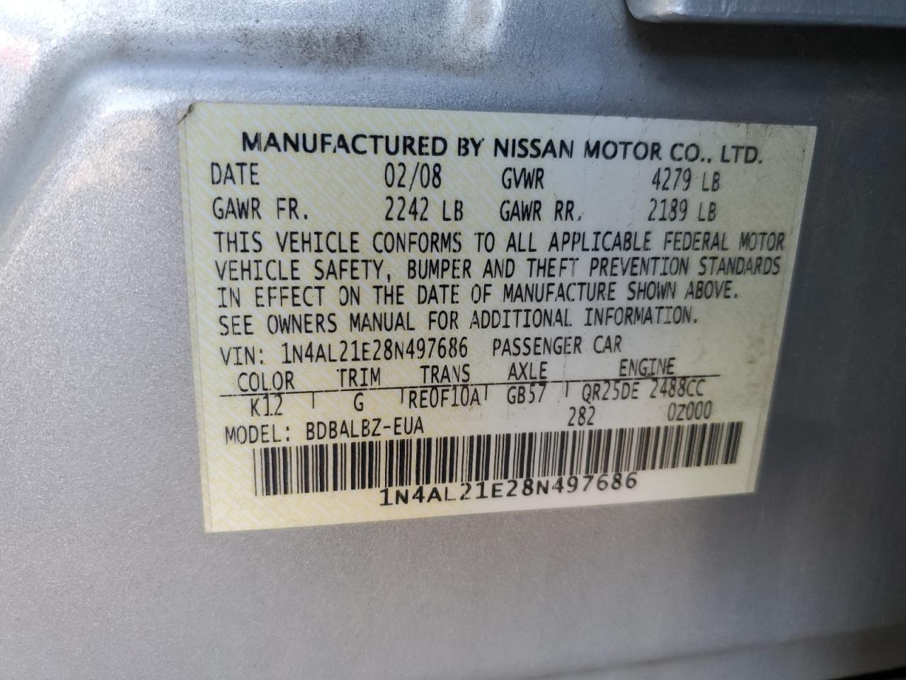 2008 NISSAN ALTIMA 2.5 photo 11