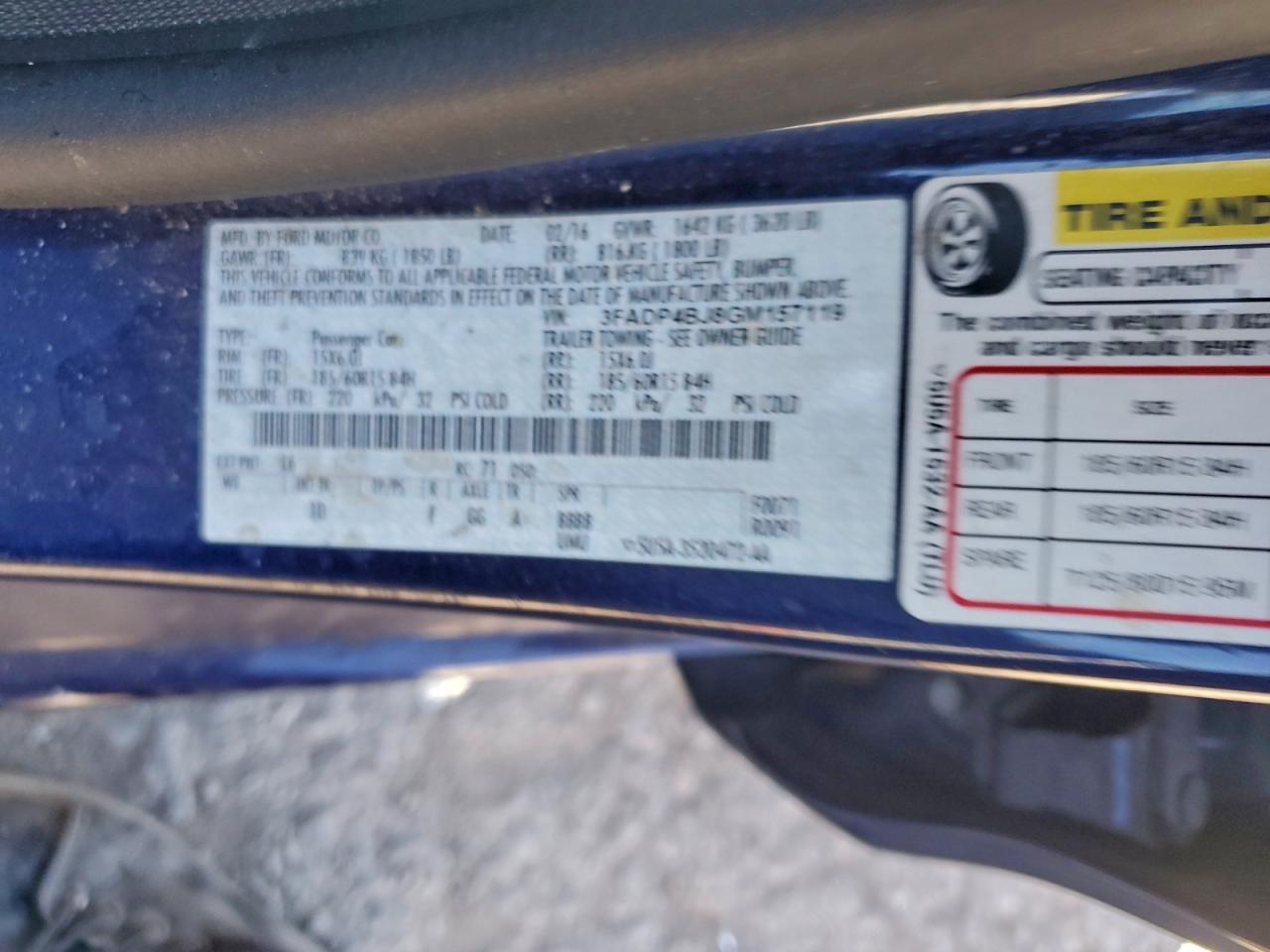 2016 FORD FIESTA SE photo 34