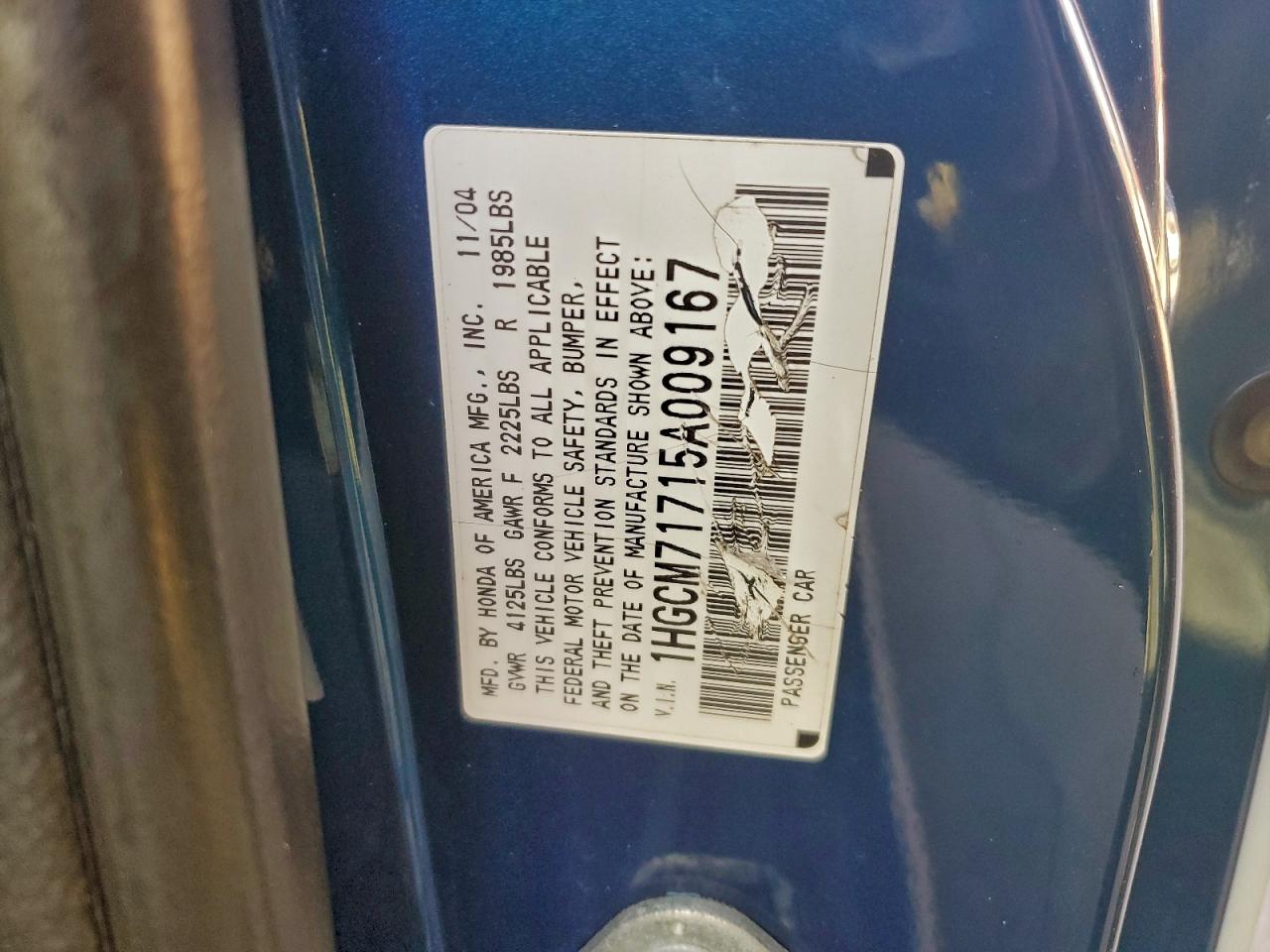 2005 HONDA ACCORD EX photo 12