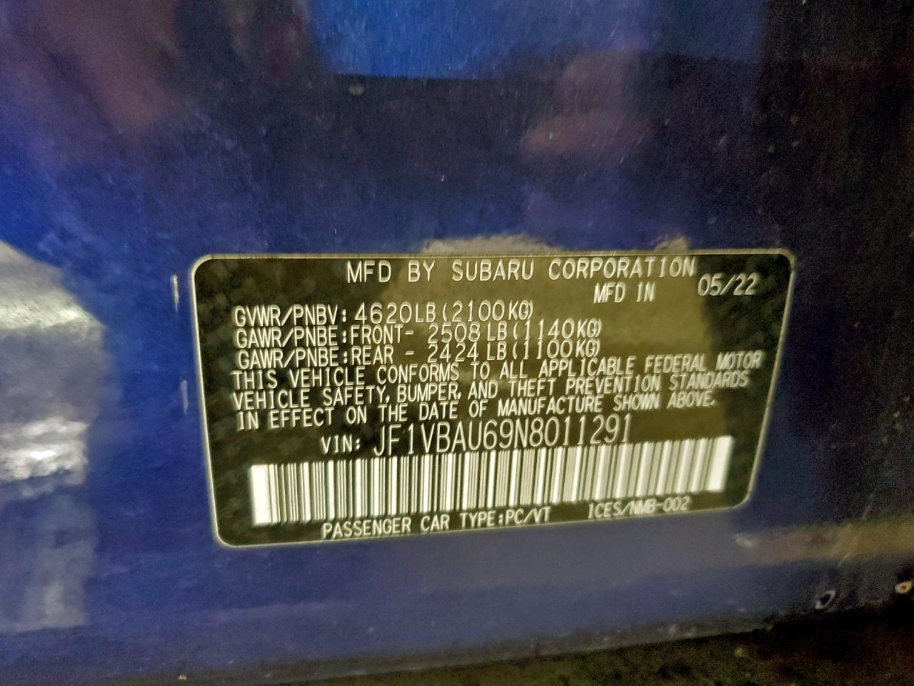 2022 SUBARU WRX GT photo 12