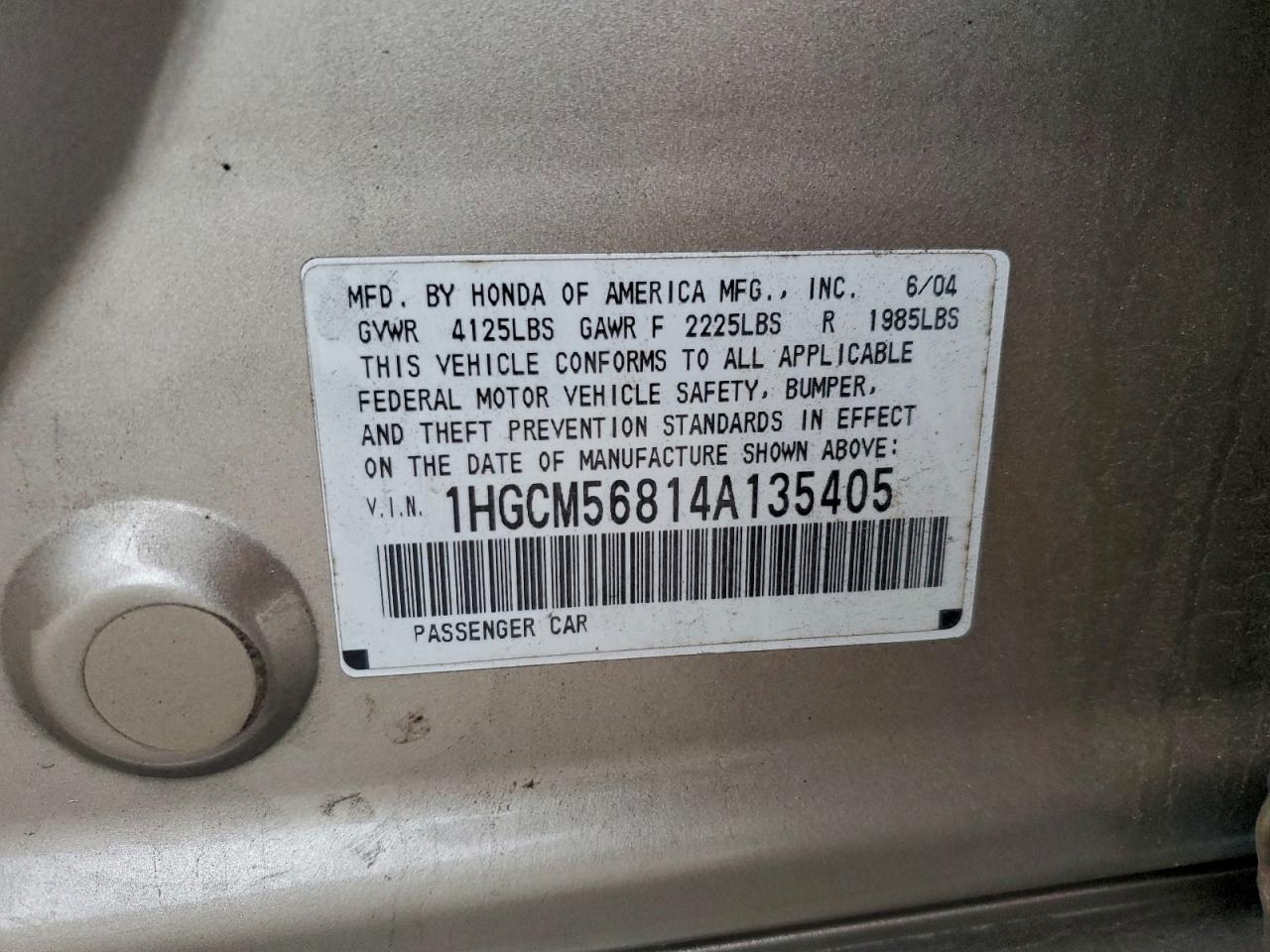 2004 HONDA ACCORD EX photo 23