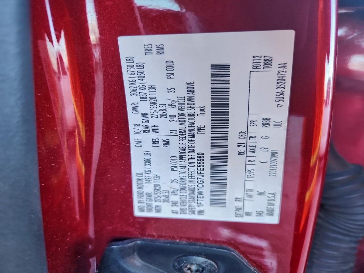 2018 FORD F150 SUPERCREW photo 12