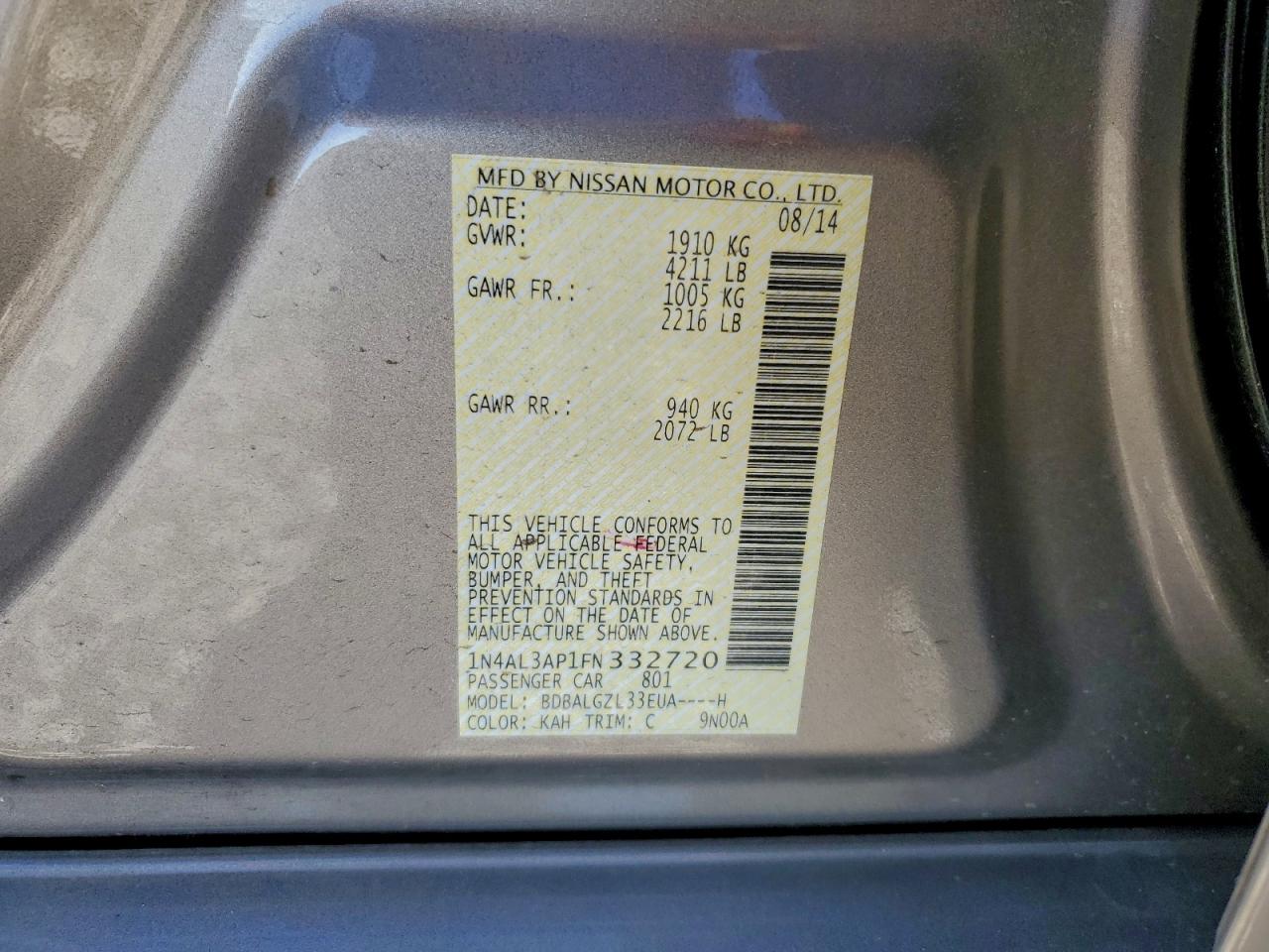 2015 NISSAN ALTIMA 2.5 photo 12