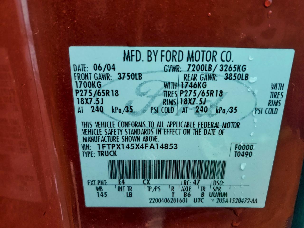 2004 FORD F150 photo 12