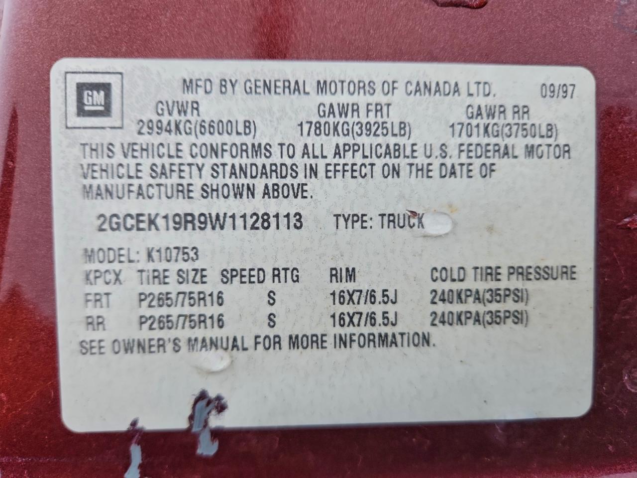 1998 CHEVROLET GMT-400 K1500 photo 12