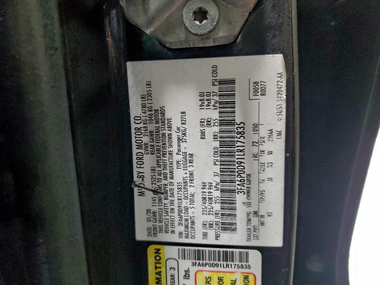 2020 FORD FUSION TITANIUM photo 12