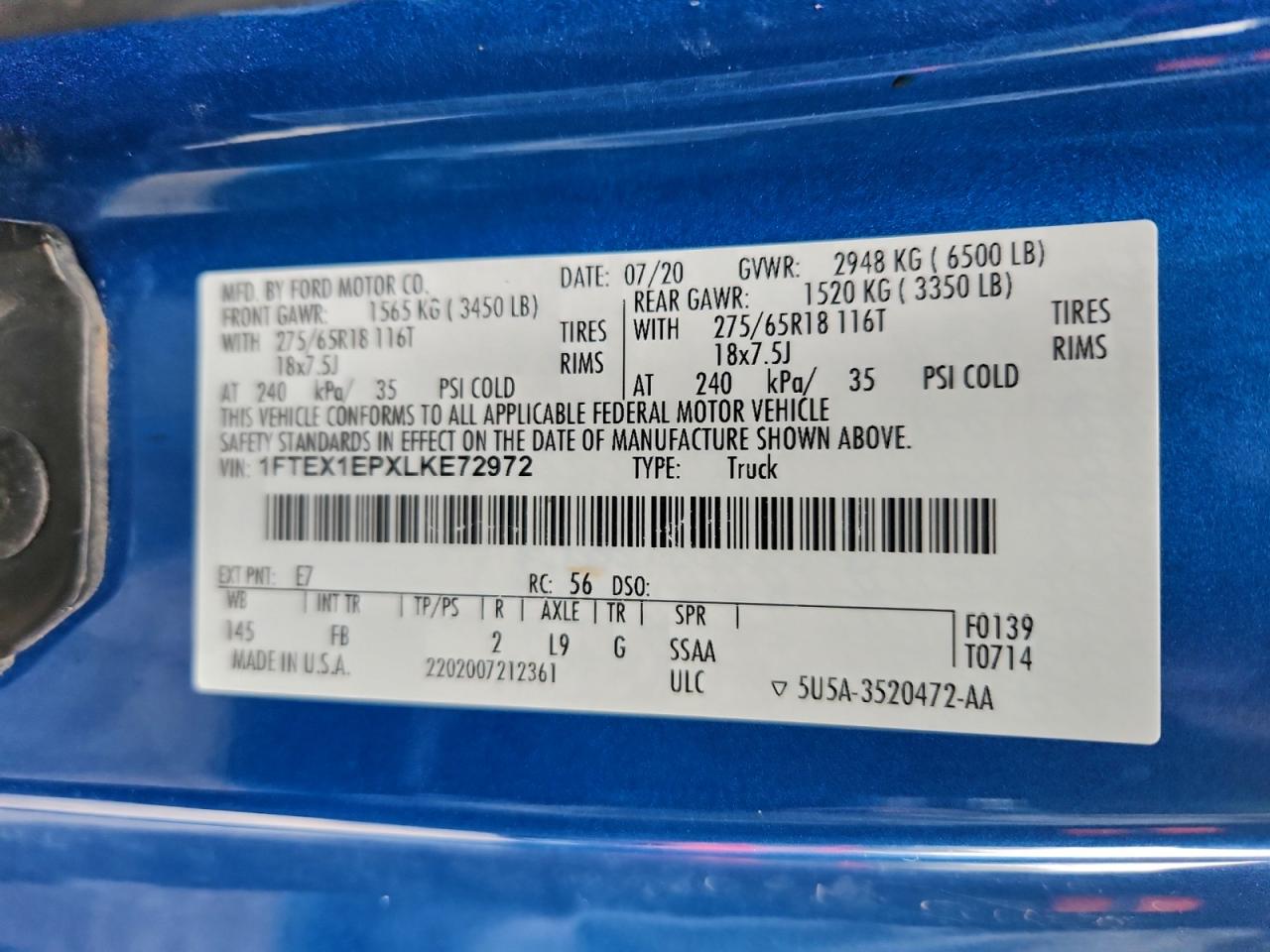 2020 FORD F150 SUPER CAB photo 34