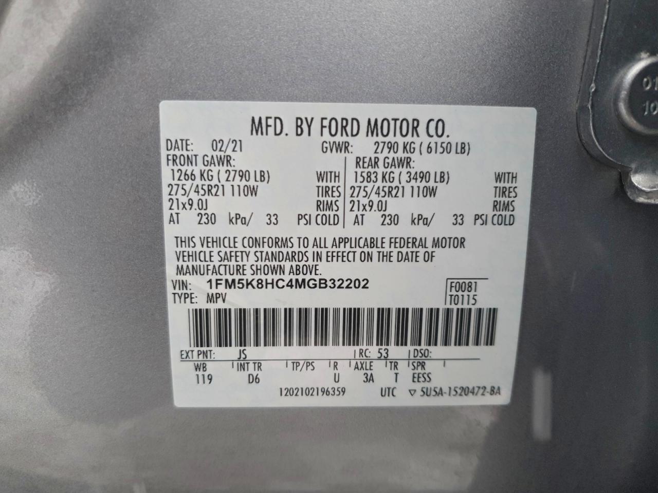2021 FORD EXPLORER PLATINUM photo 13