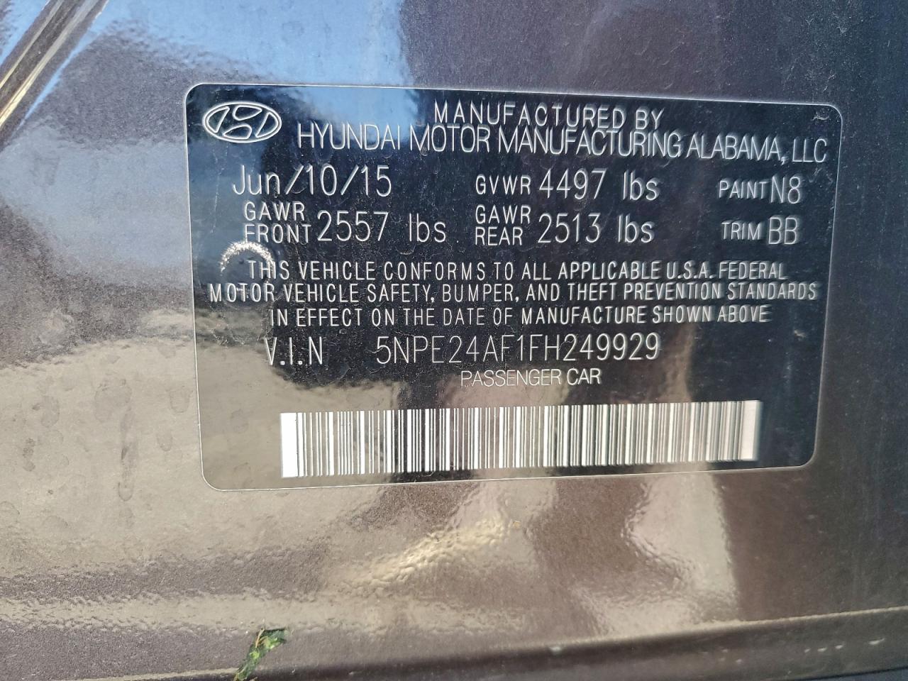 2015 HYUNDAI SONATA photo 12