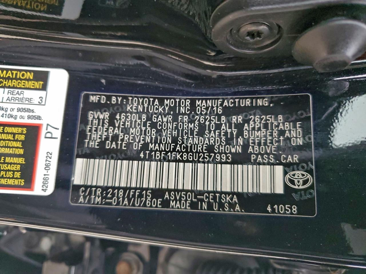2016 TOYOTA CAMRY SE photo 23