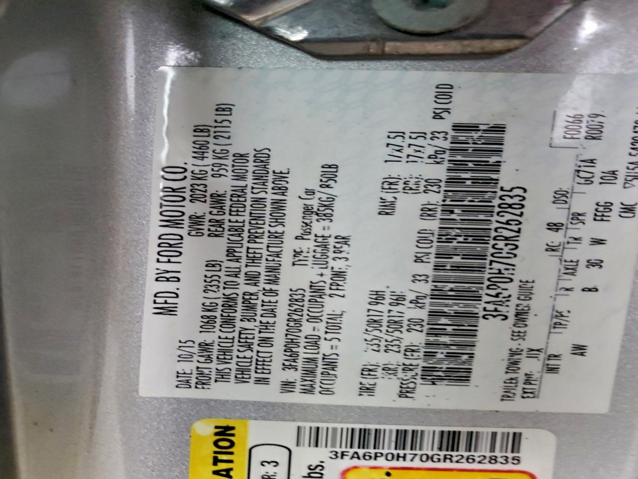 2016 FORD FUSION SE photo 25