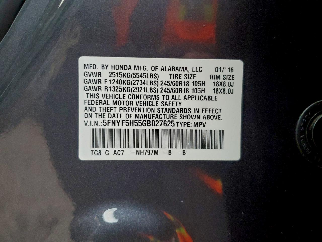 2016 HONDA PILOT EXL photo 14