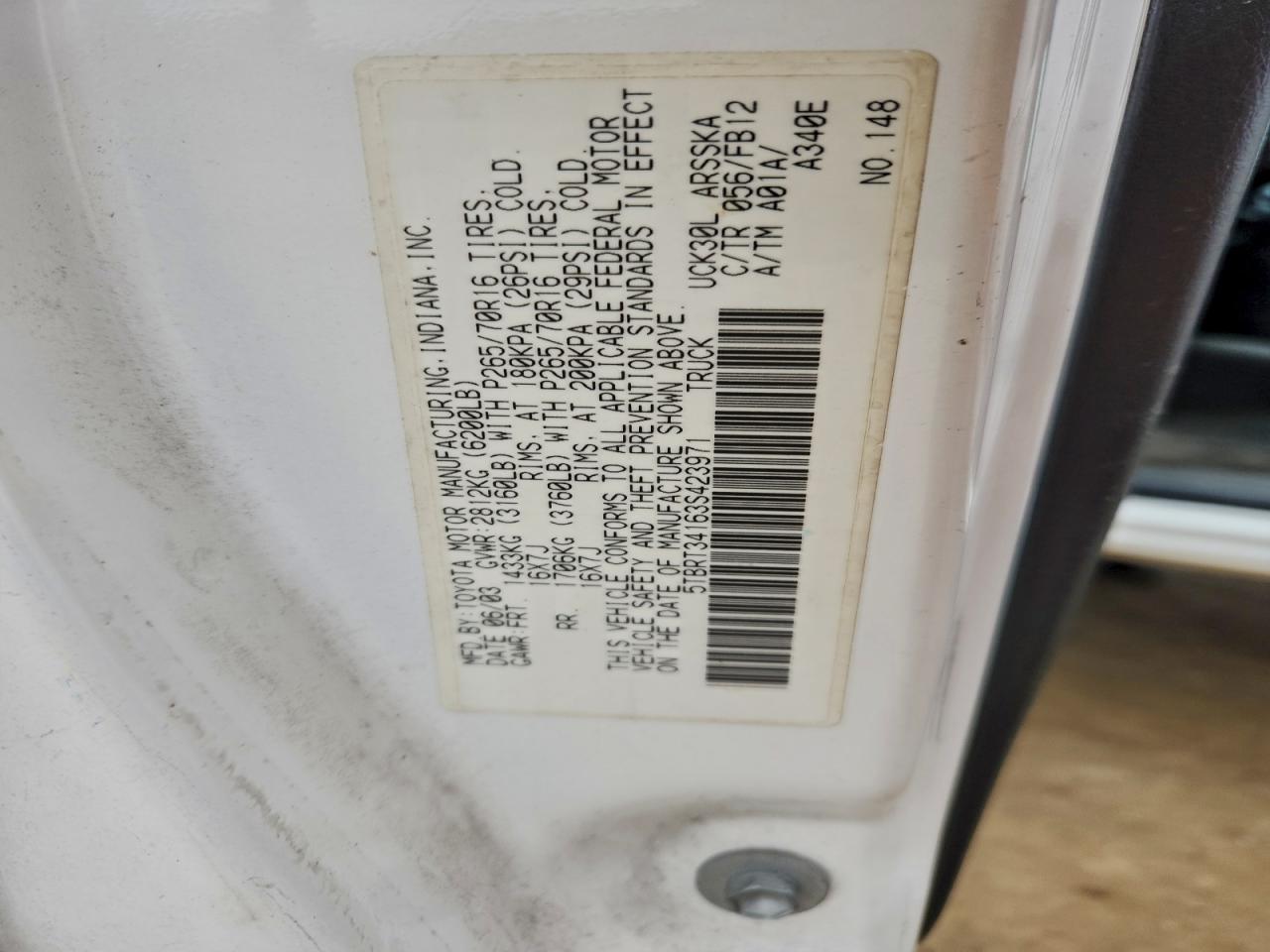 2003 TOYOTA TUNDRA ACCESS CAB SR5 photo 34