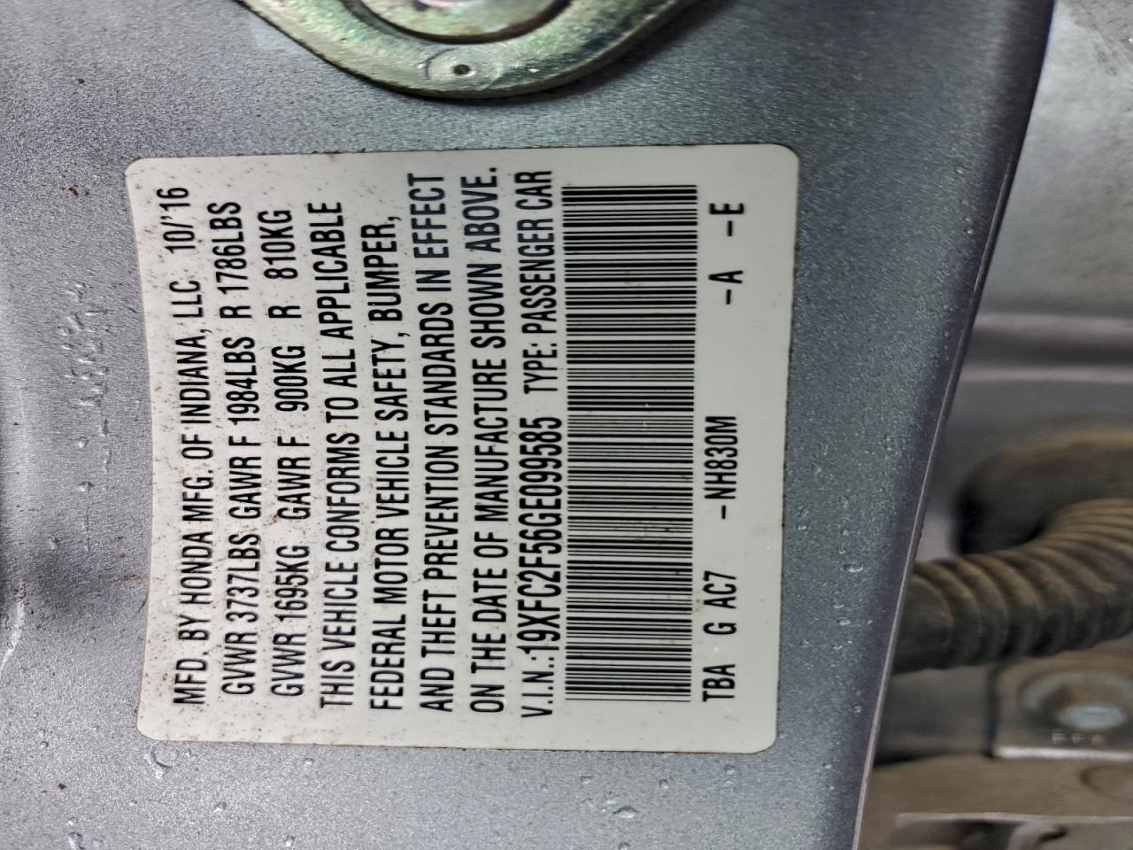 2016 HONDA CIVIC LX photo 23