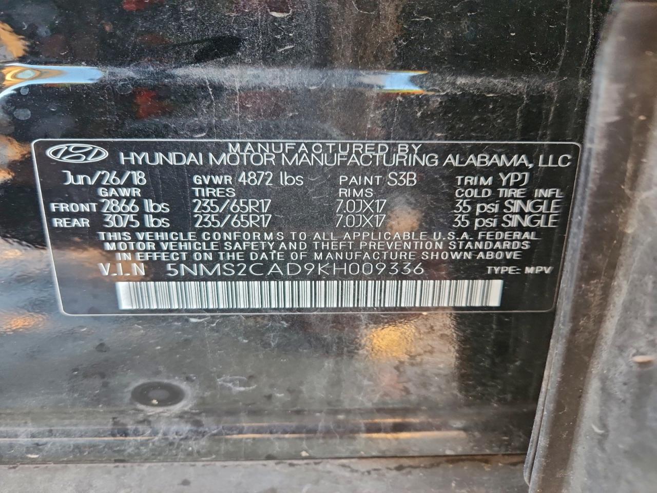 2019 HYUNDAI SANTA FE SE 2.4L photo 27