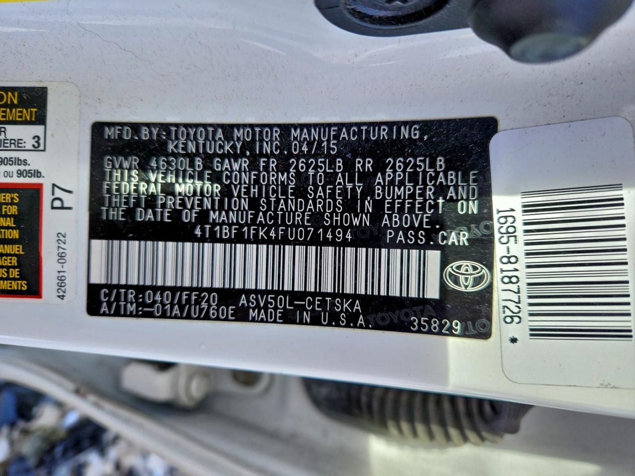 2015 TOYOTA CAMRY LE photo 23